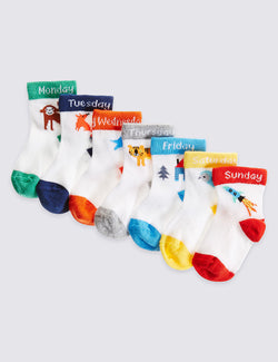 7 Pair Pack of Cotton Rich StaySoft™ Assorted Socks (0-24 Months)